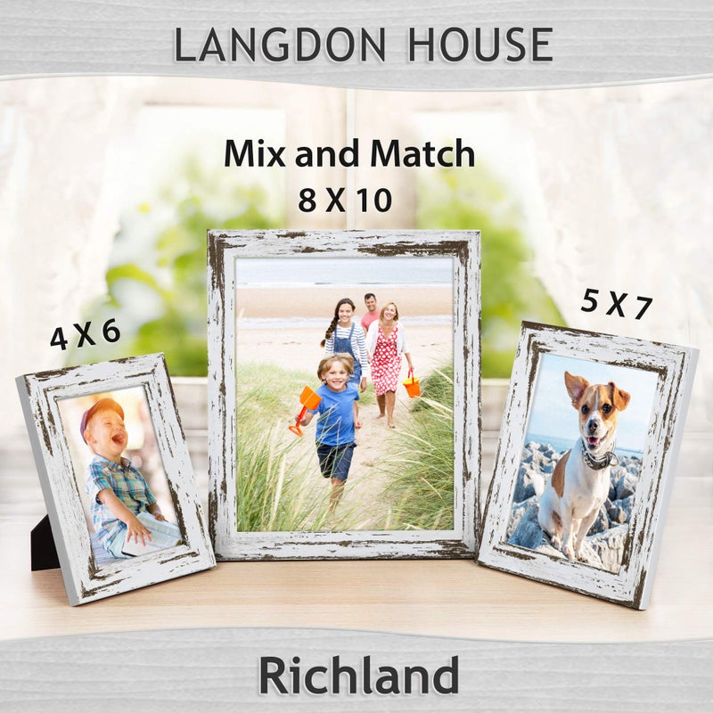 Langdon House 5x7 Picture Frames (Distressed White, 6 Pack) Farmhouse Style, Richland Collection - Image 4